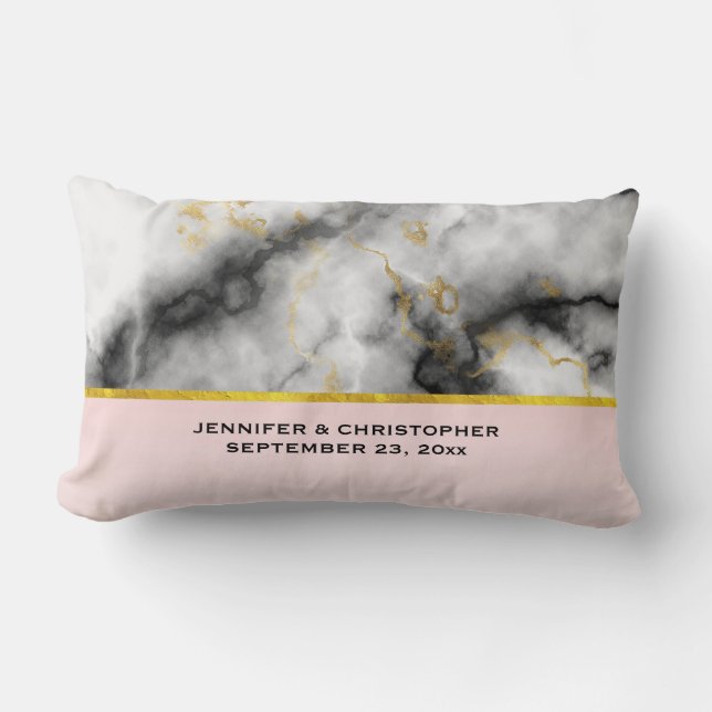 Moderner weißer grauer Marmor mit goldfarbener Hoc Lendenkissen (Vorderseite)