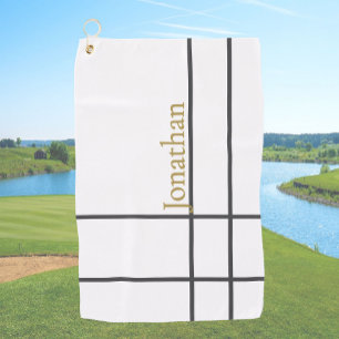 Moderner, weißer, grauer und goldgelber minimalist golfhandtuch