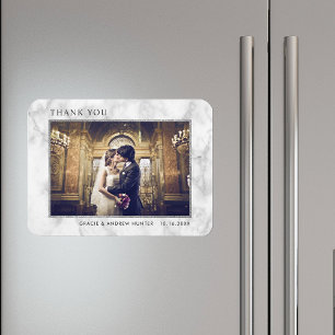 Moderner weißer Marmor Silberner Glitzer Danke Fot Magnet