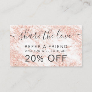 Moderner weißer Marmorhaarmake-upRosen-GoldGlitter Empfehlungskarte