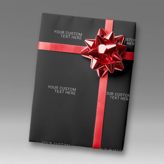 Moderner weißer Name oder anderer Text auf schwarz Geschenkpapier (Von Creator hochgeladen)