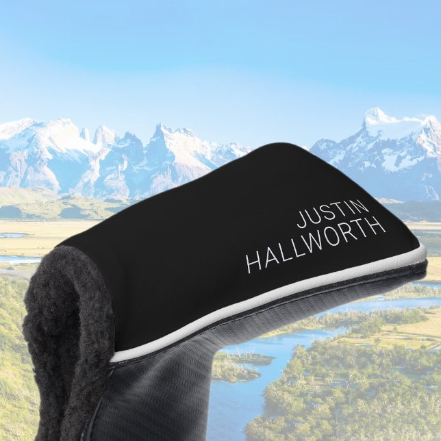 Moderner weißer Name oder anderer Text auf schwarz Golf Headcover (Von Creator hochgeladen)