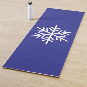 Moderner weißer nordischer Schneeflocken Tief blau Yogamatte