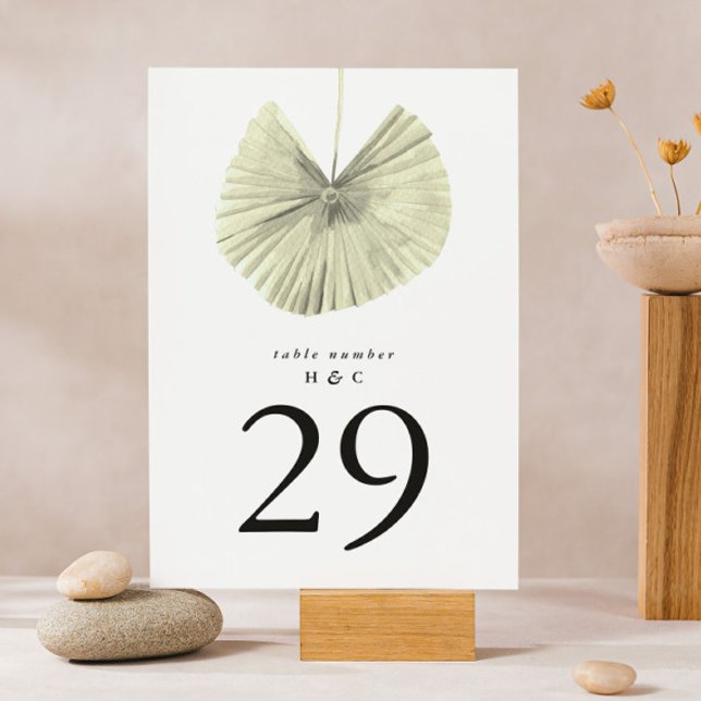 Moderner weißer Pampasgrassteg Tischnummer (Von Creator hochgeladen)