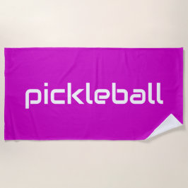 Moderner weißer PICKLEBALL-Text auf Magenta Rosa Strandtuch
