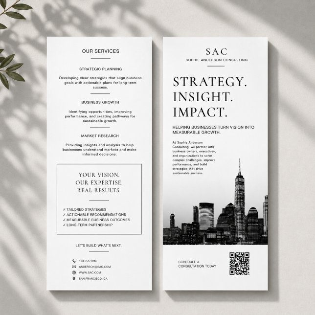 Moderner Weißer QR-Code Professional Consultant Werbekarte (Modern White QR Code Professional Consultant Rack Card)