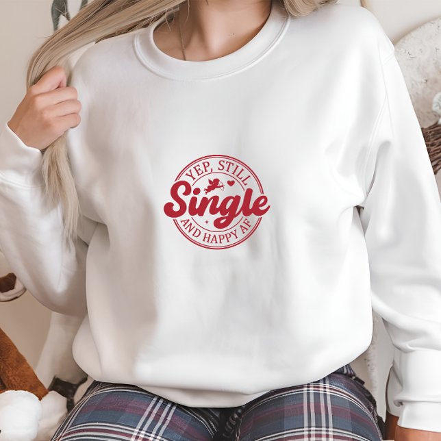 Moderner Weißer Single und Happy Print Sweatshirt (Modern White Single and Happy Print Sweatshirt)
