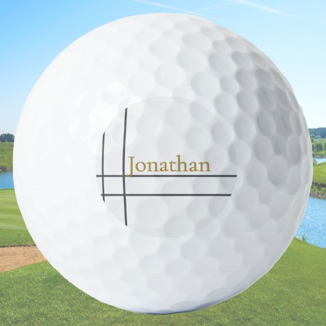 Moderner, weißer und goldener individuelle Name Golfball (Von Creator hochgeladen)