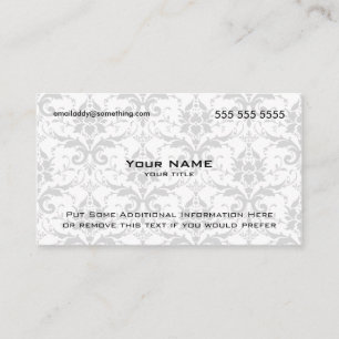 Moderner weißer und grauer Damast Visitenkarte