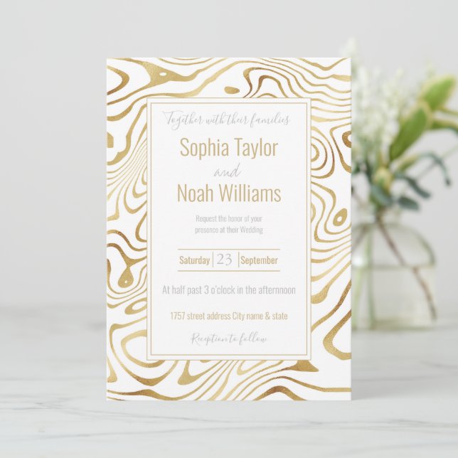 Moderner Weißgoldmarmor Abstrakt (Stehend Vorderseite)