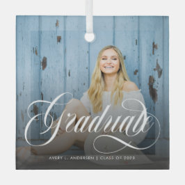 Moderner Weißkalligraphie-Foto-Abschluss Ornament Aus Glas