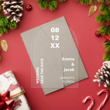 Moderner Weißtext Save the Date Akryllische Einlad