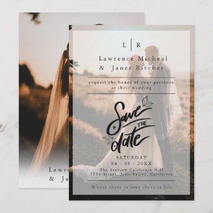 Moderner Weißwein-Foto-Minimalisten laden ein Save The Date