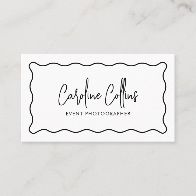 Moderner, welliger Rahmen, qr-Code, Fotografie Visitenkarte (Vorderseite)