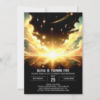 Moderner Weltraum Celestial Digital Birthday Einladung