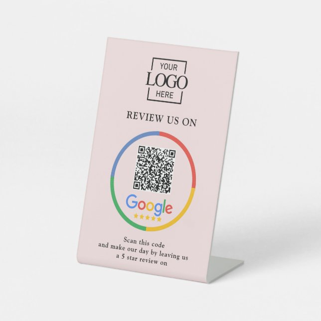 Moderner Werbe-Google-Reviews-QR-Code für Unterneh Sockelschild (Vorderseite)