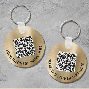 Moderner Werbe-QR-Code in Gold Schlüsselanhänger