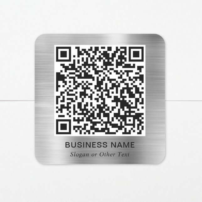 Moderner Werbe-QR-Code Silber Quadratischer Aufkleber (Modern QR Code Promotional Silver Square Sticker)