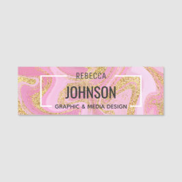 Moderner Wertvoll rosa Goldmarmorname Namensschild