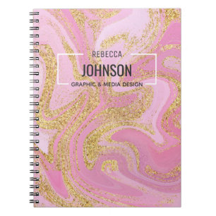 Moderner Wertvoll rosa Goldmarmorname - Notebook Notizblock