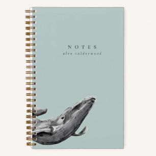 Moderner Whale in Wasserfarben Personalisiert Notizbuch