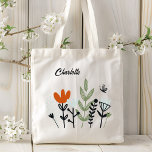 Moderner Whimsischer Personalisierter Name Tragetasche<br><div class="desc">Moderne Whimsical Floral Butterfly Personalisiert Name Tragetaschen bietet moderne und skurrile botanische Blume und Grünpflanzen mit einem niedlichen Schmetterling. Personalisiert mit Ihrem Namen in eleganter schwarzer Hand mit Buchstaben Kalligraphie Skript. Ideal für Geschenke für Weihnachten, Feiertage, Geburtstag, Muttertag, Lehrerbewertung, Großmutter, beste Freunde und vieles mehr. Entworfen von ©Evco Studio www.zazzle.com/store/evcostudio...</div>