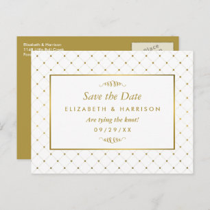 Moderner White & Gold Foil Effekt Save the Date Ankündigungspostkarte
