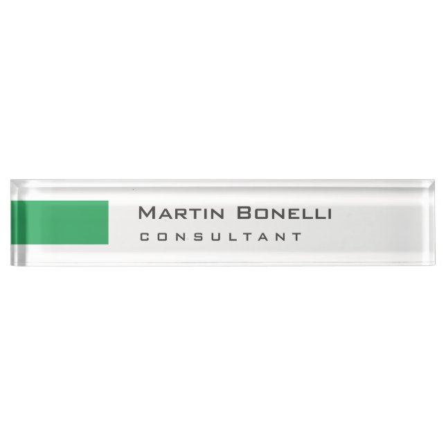 Moderner White Green Simple Consultant Namensplakette (Vorderseite)