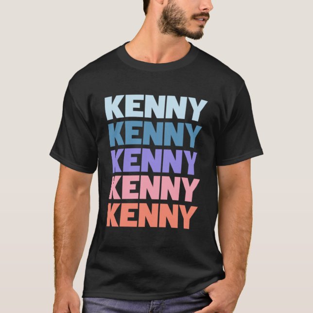 Moderner, wiederholter Text Kenny T-Shirt (Vorderseite)