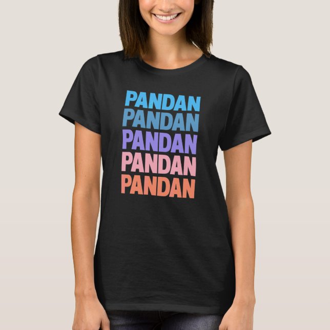 Moderner wiederholter Text Pandan T-Shirt (Vorderseite)