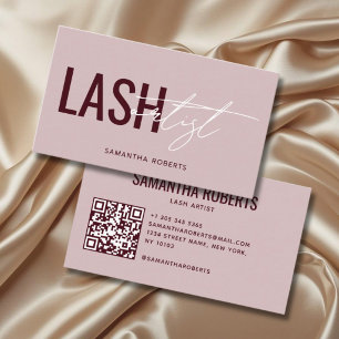 Moderner Wimpernkünstler QR-Code pink rot Visitenkarte