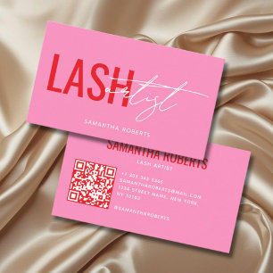 Moderner Wimpernkünstler QR-Code pink Visitenkarte
