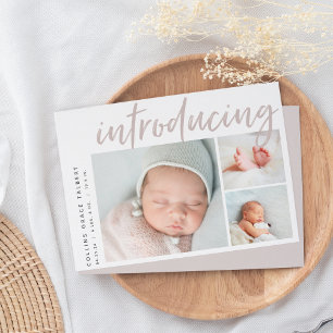 Moderner Winkel   Three Foto Collage Birth Ankündigung