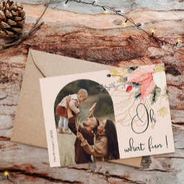 Moderner Winter florale Rosa Oh, was Spaß ein Foto Feiertagskarte