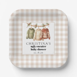 Moderner Winter Ugly Sweater Baby Dusche Cocktail Pappteller