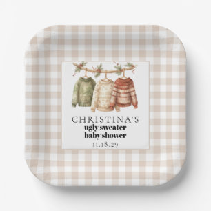 Moderner Winter Ugly Sweater Baby Dusche Cocktail Pappteller