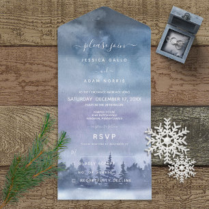 Moderner Winterwald Blaue Farbe Kein Abendessen All In One Einladung