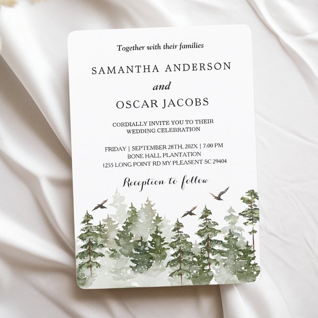 Moderner Winterwald mit Schnee Einladung (Von Creator hochgeladen)