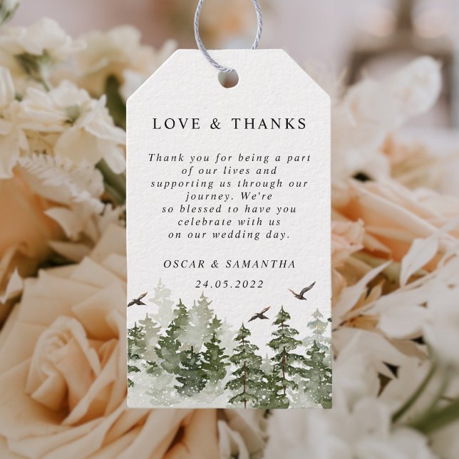 Moderner Winterwald mit Schnee Geschenkanhänger (Von Creator hochgeladen)