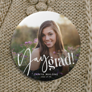 Moderner Yay Grad' Custom Graduate Foto Abschluss Button