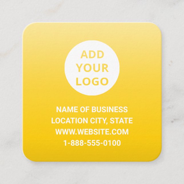 Moderner Yellow Ombre Gradient Custom Logo QR Code Quadratische Visitenkarte (Vorderseite)