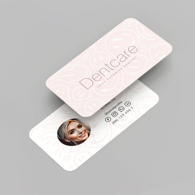 Moderner Zahnarzt Zahnarzt Zahnarzt Pink Smile Visitenkarte (Modern Dentist Dental Orthodontist Pink Smile Business Card
)