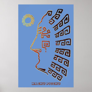 Moderner Zeichn von Machu Picchu Poster