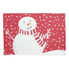 moderner zeitgenössischer Winter-Schneemann Kissenbezug