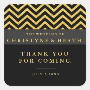 Moderner Zickzack Schwarz & Gold Sticker