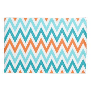 Moderner Zickzack-Zickzack orange Aqua-Blau-Muster Kissenbezug