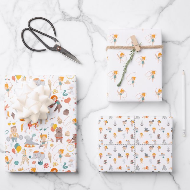 Moderner Zirkusspass Geschenkpapier Set (Vorderseite)