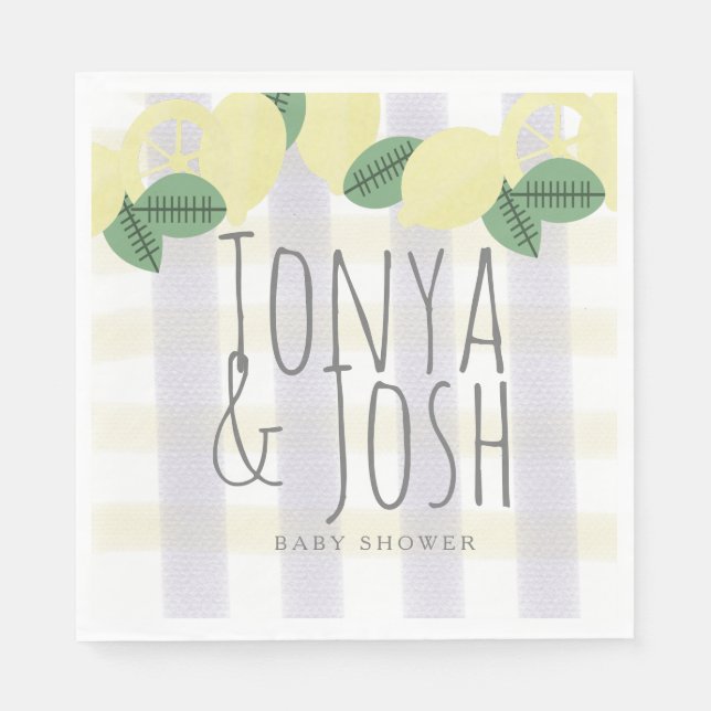 Moderner Zitronenbrecher Gelb Grau Serviette (Vorderseite)