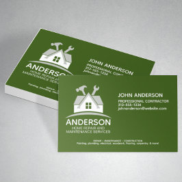 Moderner Zuhause-Reparaturservice Grün Visitenkarte
