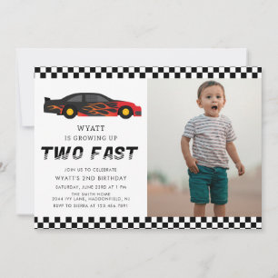 Moderner Zwei Fast Racecar Junge 2. Geburtstag Einladung